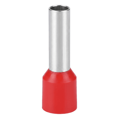 Conector Ferrule / 6 AWG (10 mm²) / Conductor Latón Estañado / Aislamiento PVC Rojo / 25 Piezas