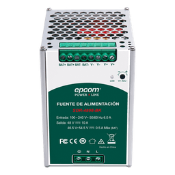 Fuente de Alimentación Industrial | Tipo DIN Riel | 48 VCC | 10 A | Capacidad de baterías de respaldo