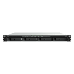 NAS Rackmount 4 Bahías / 1U 44 mm (1.73 in) / AMD Ryzen V1500B 4 Núcleos 2.2 GHz / 4GB DDR4 ECC SODIMM / 4x 1GbE RJ45 / PCIe 3.0 x8 / Escalable a 8 Bahías con RX426 / DSM / Storage Tiering
