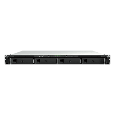 Servidor NAS Rackmount / 4 Bahías Hot-Swappable 1U / 2000/1300 MB/s Lectura/Escritura / 4 Puertos 1GbE RJ45 / PCIe 3.0 x8 / Dual Power Supply Redundante / DSM / Almacenamiento Empresarial