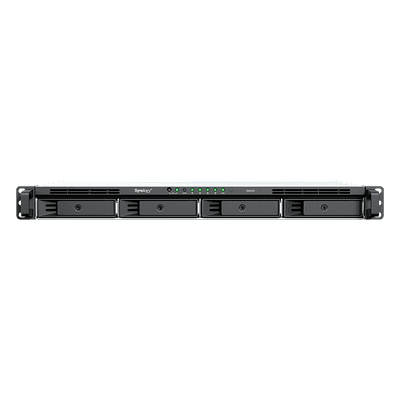 Unidad de Expansión RackStation / 1U 4 Bahías / SATA 3.5" y 2.5" Hot-Swap / Chasis Corto 290 mm (11.4 in) / Expansión en Línea / USB Type-C / Plug & Play / Garantía 3 Años
