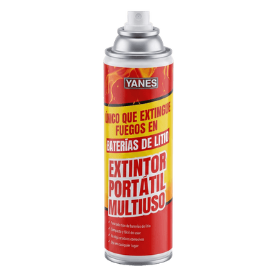 Extintor Portátil en Aerosol / Fuegos Clase A, K y Li / Fuego de baterías de iones de litio