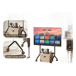 Soporte Móvil para Pantalla / 65" a 90" / Carga 90.9 kg (200 lbs) / VESA 200x200 a 800x500 / Altura Ajustable 1110-1560 mm (43.7"-61.4") / Ruedas 360°