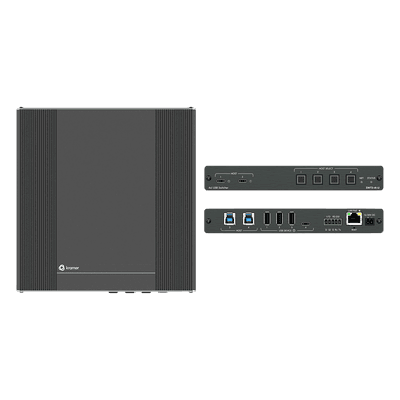 Switcher USB 3.2 | 2 Hosts USB-C con PD 3.0 | 2 Hosts USB-B | 4 Puertos USB Periféricos | Conmutación Automática | Control IP y RS-232 | PoE | Alimentación 20V DC 80W | MegaTOOLS™ Fan-less