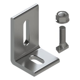 Herraje en L / L Foot / Fijación al Suelo / Aluminio Serie 6000 / Acero Inoxidable / Compatible con N Rail 4.72 / Techos Planos e Inclinados
