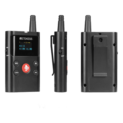 Intercomunicador Inalámbrico / Transmisor y Receptor / 12 Canales / 823-865 MHz / Alcance 280 m (918.6 ft) / Pantalla OLED / Batería 2500 mAh / Carga Tipo-C