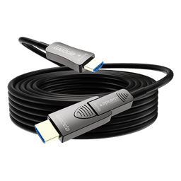 Cable HDMI Óptico Activo| 4K Real | 15 m | 18 Gbps | 4K@60Hz 4:4:4 | HDMI 2.0b | HDCP 2.2 | HDR | ARC | Conector RX Desmontable | Plug and Play