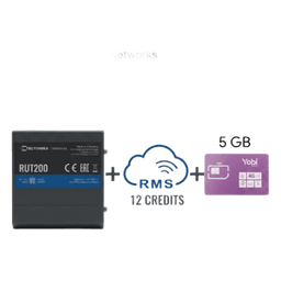 Router Industrial 4G LTE / Cat 4 150 Mbps / Wi-Fi 2.4 GHz / -40°C a 75°C / Gestión RMS / Kit con SIM 5GB/Mes Año