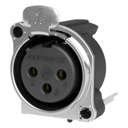 Conector XLR Hembra / 3 Polos / Montaje Vertical PCB / Carcasa Metálica / Pines Chapados en Oro / Diseño Compacto