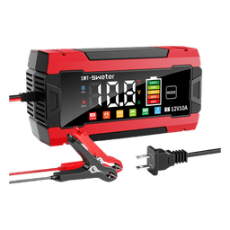 Cargador Inteligente Automático 3 Etapas / 12V 10A / Para Motocicleta, Auto, ATV / Baterías AGM, GEL, SLA, WET, DEEP CYCLE, Litio 12.6V, LiFePO4 14.6V / LCD / Protección Inversa Polaridad