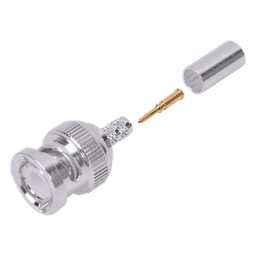Conector Coaxial BNC Macho / Anillo Plegable / Cuerpo Bronce Plateado / Contacto Oro / Aislante Teflón / Cables RG-58/U, RG-142/U, LMR-195