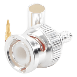 Conector Coaxial BNC Macho / Anillo Plegable / Cuerpo Bronce Plateado / Contacto Oro / Aislante Teflón / Cables RG-58/U, RG-142/U, LMR-195