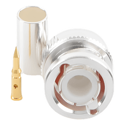 Conector Coaxial BNC Macho / Anillo Plegable / Cuerpo Bronce Plateado / Contacto Oro / Aislante Teflón / Cables RG-58/U, RG-142/U, LMR-195