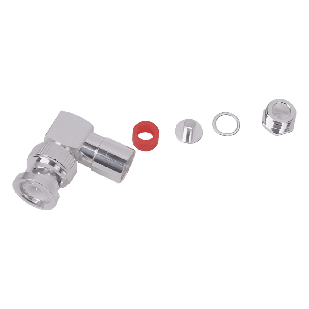 Conector BNC Macho en Ángulo Recto de Rosca para LP-195, LP-142, LMR-195, RG-58/U, RG-142/U, Plata/Oro/Teflón.