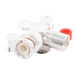 Conector Coaxial BNC Macho / Ángulo Recto / Rosca / Bronce Plateado / Contacto Oro / Teflón / RG-58/U, RG-142/U, LMR-195