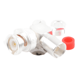 Conector Coaxial BNC Macho / Ángulo Recto / Rosca / Bronce Plateado / Contacto Oro / Teflón / RG-58/U, RG-142/U, LMR-195
