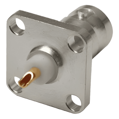 Conector BNC hembra, montaje en panel de 4 perforaciones a 13 mm