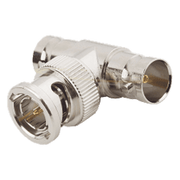 Adaptador RF en T / BNC Macho a Doble BNC Hembra / 50 Ohm / Cuerpo Niquelado / Contacto Oro / Aislante Teflón