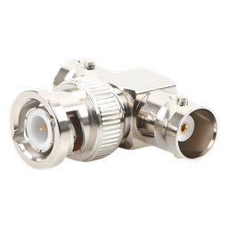 Adaptador RF en T / BNC Macho a Doble BNC Hembra / 50 Ohm / Cuerpo Niquelado / Contacto Oro / Aislante Teflón