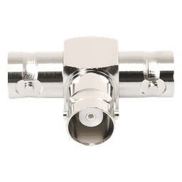 Adaptador RF / Triple BNC Hembra en T / 50 Ohm / Cuerpo Niquelado / Contacto Plateado / Aislante Teflón