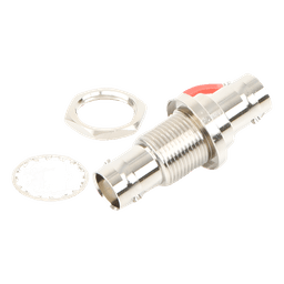 Adaptador Doble BNC Hembra para Chasis, Hermético y de Montaje en D-Plano, Níquel/ Oro/ Delrin.