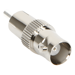 Adaptador Coaxial / BNC Hembra a RCA Macho / 50 Ohm / En Línea / Níquel-Plata-Delrin