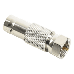 Adaptador en Línea, de Conector BNC Hembra a F Macho, Níquel/ Oro/ Delrin.