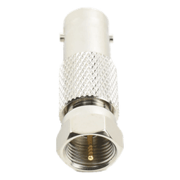 Adaptador en Línea, de Conector BNC Hembra a F Macho, Níquel/ Oro/ Delrin.