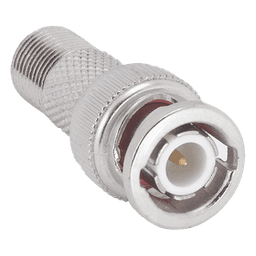 Adaptador en Linea para Video, de Conector BNC Macho a F Hembra, 50 Ohm, Níquel/Oro/Teflón.