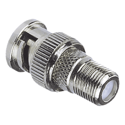 Adaptador en Linea para Video, de Conector BNC Macho a F Hembra, 50 Ohm, Níquel/Oro/Teflón.