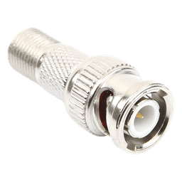 Adaptador en Linea para Video, de Conector BNC Macho a F Hembra, 50 Ohm, Níquel/Oro/Teflón.
