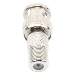 Adaptador en Linea para Video, de Conector BNC Macho a F Hembra, 50 Ohm, Níquel/Oro/Teflón.
