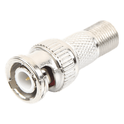 Adaptador en Linea para Video, de Conector BNC Macho a F Hembra, 50 Ohm, Níquel/Oro/Teflón.