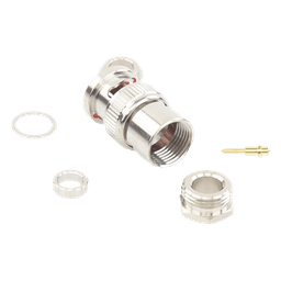 Conector BNC Macho de Rosca para Ensamblar en Cable RG-59/U, Níquel/ Oro/ Teflón.