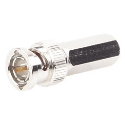 Conector BNC Macho / Ensamble Roscable / RG-59/U / 75 Ohm / 14 mm x 37.6 mm / Níquel-Oro-Delrin