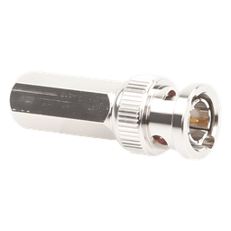 Conector BNC Macho / Ensamble Roscable / RG-59/U / 75 Ohm / 14 mm x 37.6 mm / Níquel-Oro-Delrin