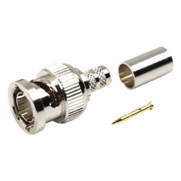 Conector BNC Macho en 75 Ohm, de Anillo Plegable para RG-59/U, Níquel/ Oro/ Teflón.