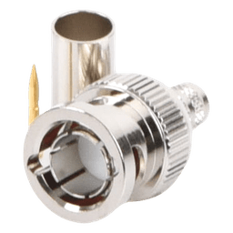 Conector BNC Macho en 75 Ohm, de Anillo Plegable para RG-59/U, Níquel/ Oro/ Teflón.