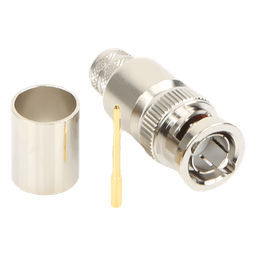 Conector BNC Macho de 75 Ohm, Anillo Plegable, para Cable 8238, RG-11/U, Níquel/ Oro/ Teflón.