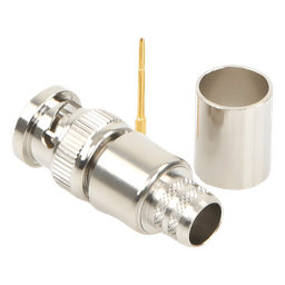 Conector BNC Macho de 75 Ohm, Anillo Plegable, para Cable 8238, RG-11/U, Níquel/ Oro/ Teflón.