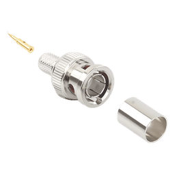 Conector BNC Macho de Anillo Plegable para Cable Belden 8281 tipo RG-59/U, Níquel/ Oro/ Delrin.