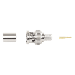 Conector BNC Macho de Anillo Plegable para Cable Belden 8281 tipo RG-59/U, Níquel/ Oro/ Delrin.