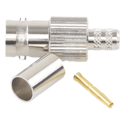 Conector BNC Hembra, 75 Ohm, Anillo Plegable, para RG-59/U, Níquel/ Oro/ Delrin.