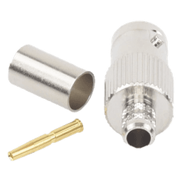 Conector BNC Hembra, 75 Ohm, Anillo Plegable, para RG-59/U, Níquel/ Oro/ Delrin.