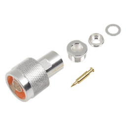Conector N Macho de Rosca para Cables RG-8/X, LMR-240, BELDEN 9258, Plata / Oro / Teflón.