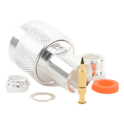 Conector N Macho de Rosca para Cables RG-8/X, LMR-240, BELDEN 9258, Plata / Oro / Teflón.