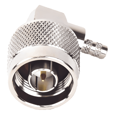 Conector N Macho en A/R de Anillo Plegable para Cables LP-195, LP-142, RG-58/U, RG-142/U, Niquel/ Oro/ Teflón.