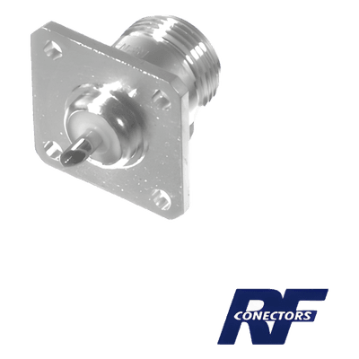 Conector N Hembra, montaje chasis de 4 perforaciones a 18 mm.