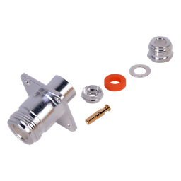 Conector N Hembra, montaje con 4 perforaciones a 18 mm.