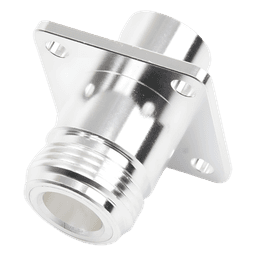 Conector N Hembra, montaje con 4 perforaciones a 18 mm.